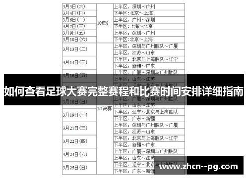 如何查看足球大赛完整赛程和比赛时间安排详细指南 如何查看足球大赛完整赛程和比赛时间安排详细指南